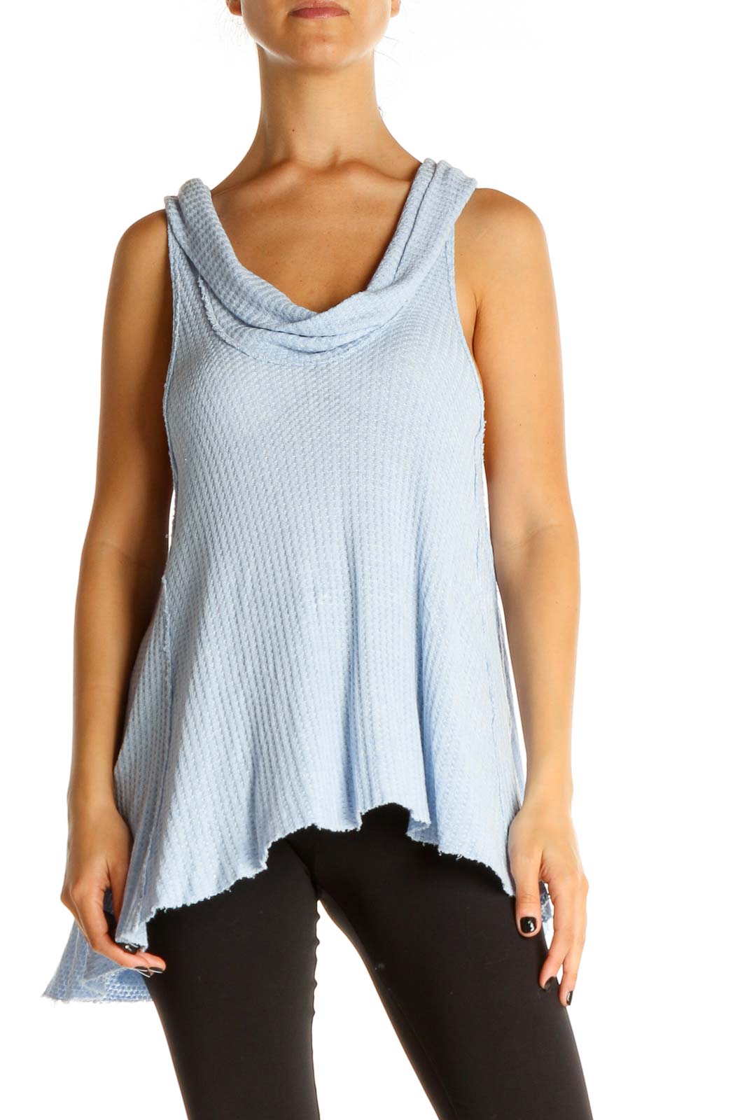 Blue Solid Chic Tank Top Front
