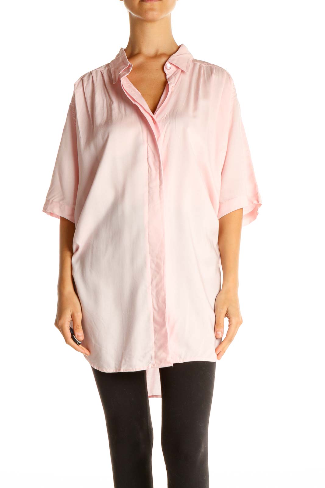 Pink Solid Work Shirt Front