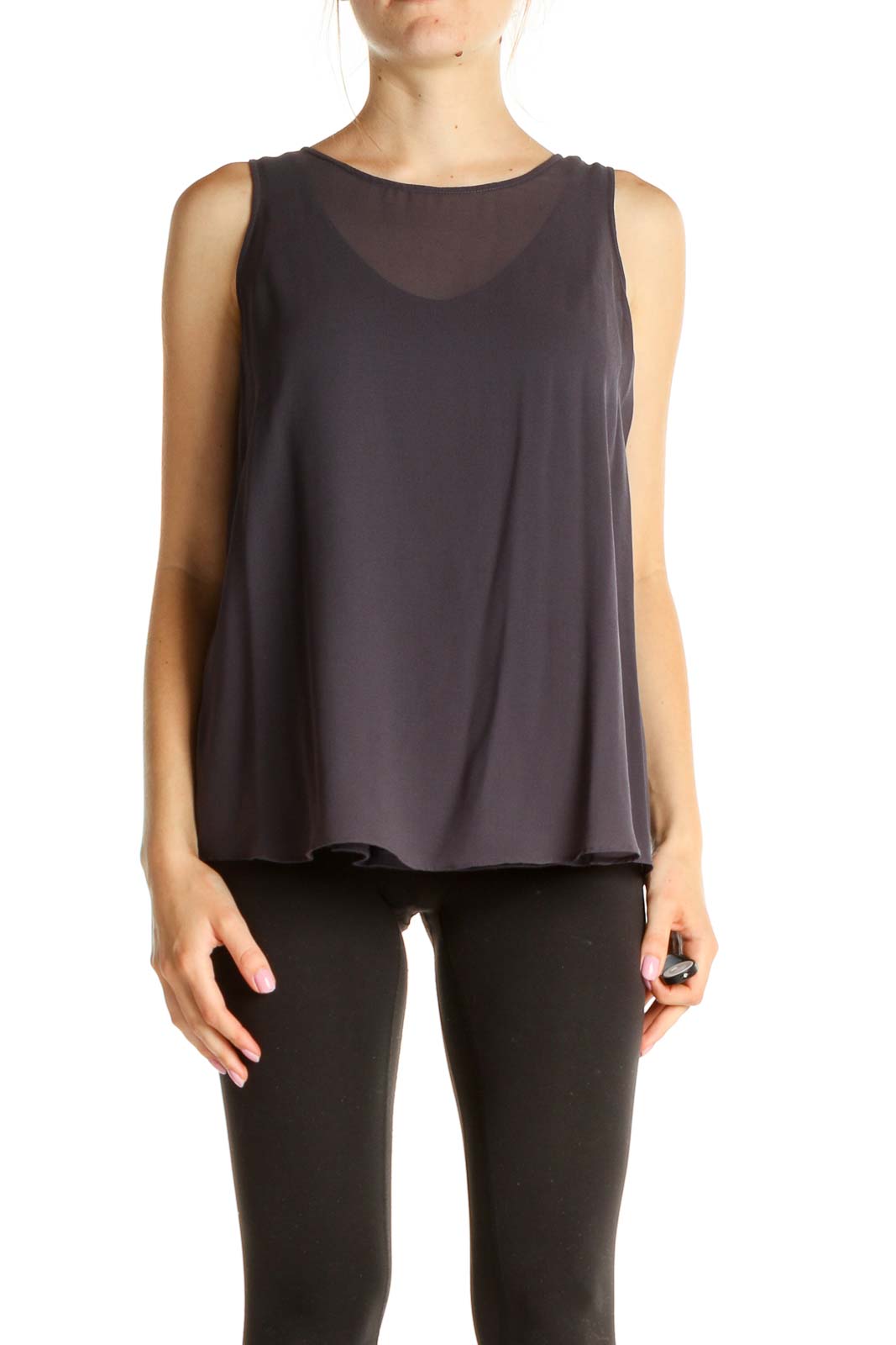 Grey Blue Layered Tank Top Front