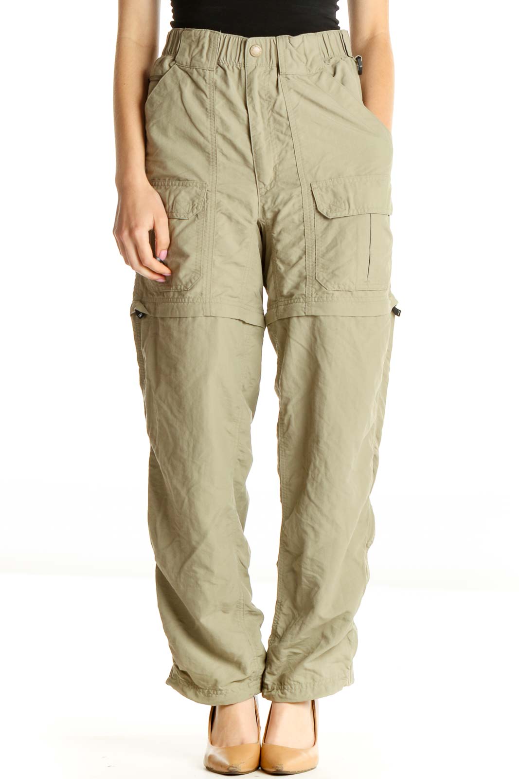 Green Solid All Day Wear Cargos Pants Front