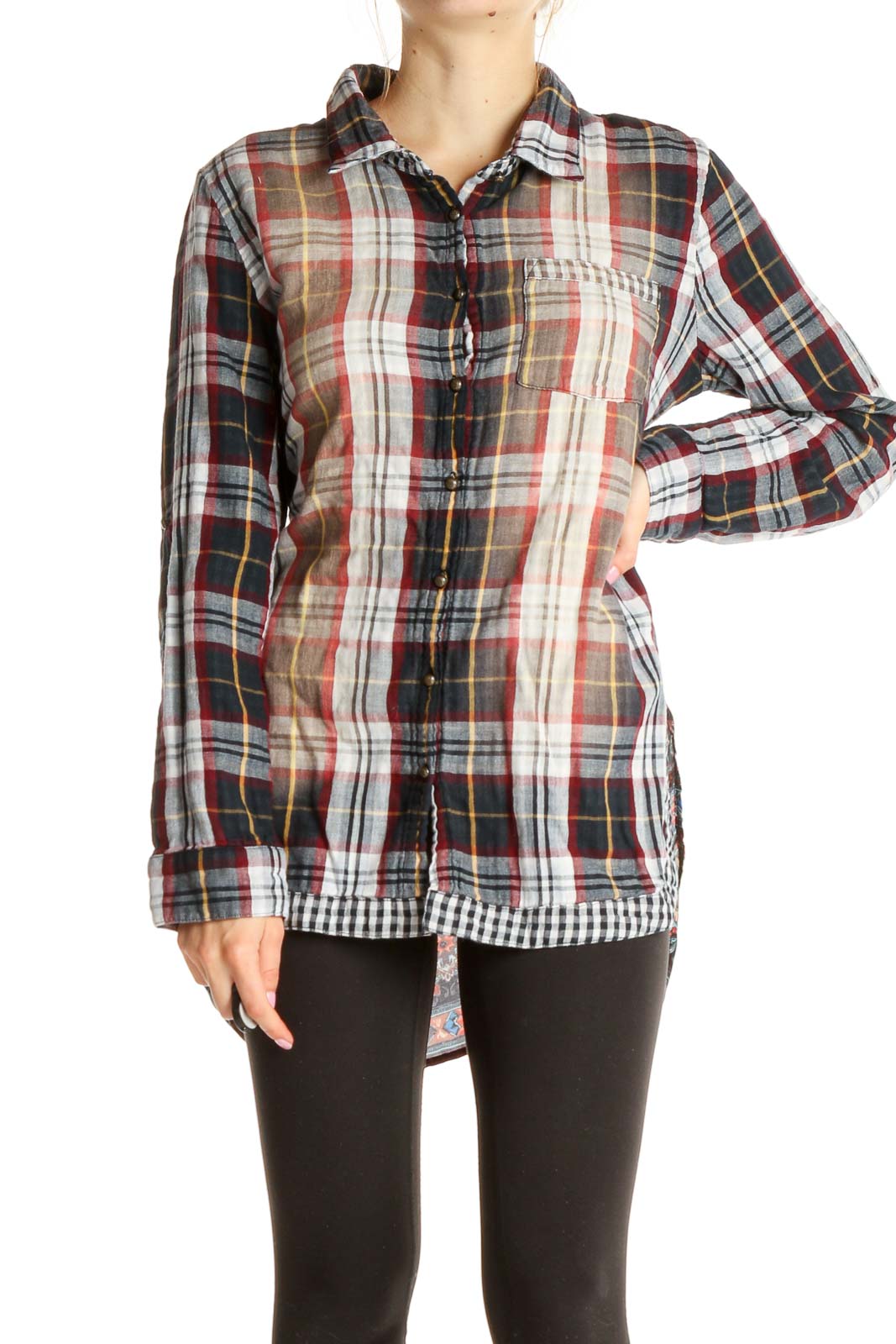 Gray Checkered All Day Wear Shirt Front