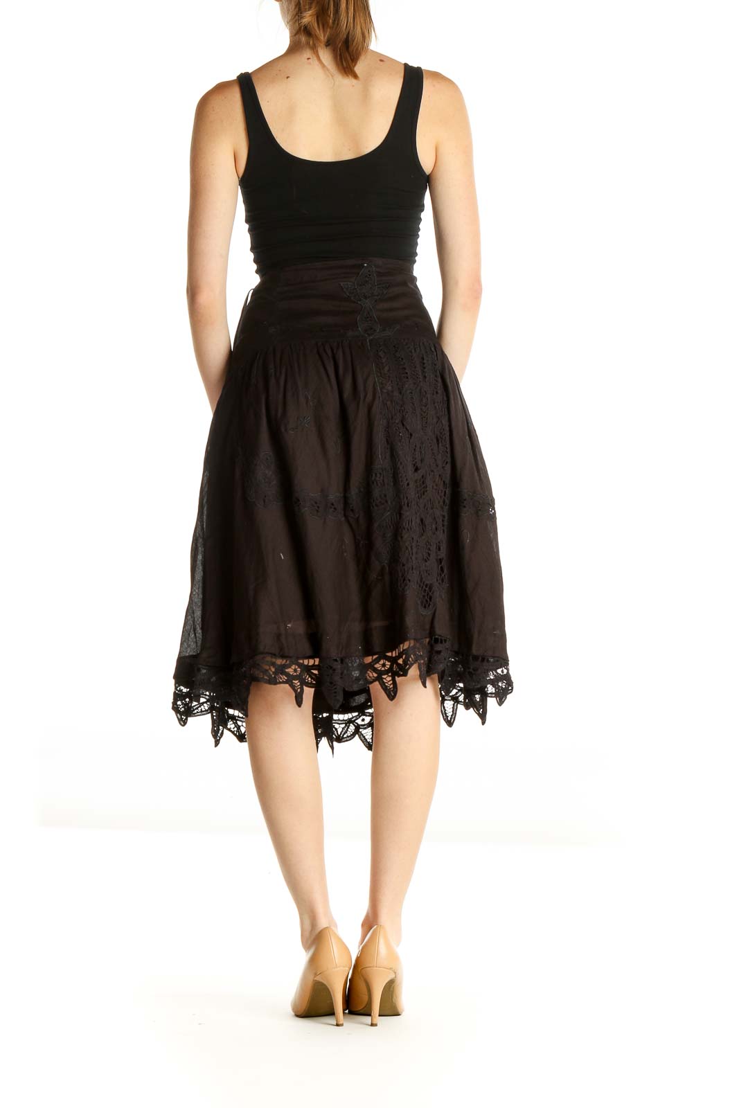 Black flared hotsell lace skirt