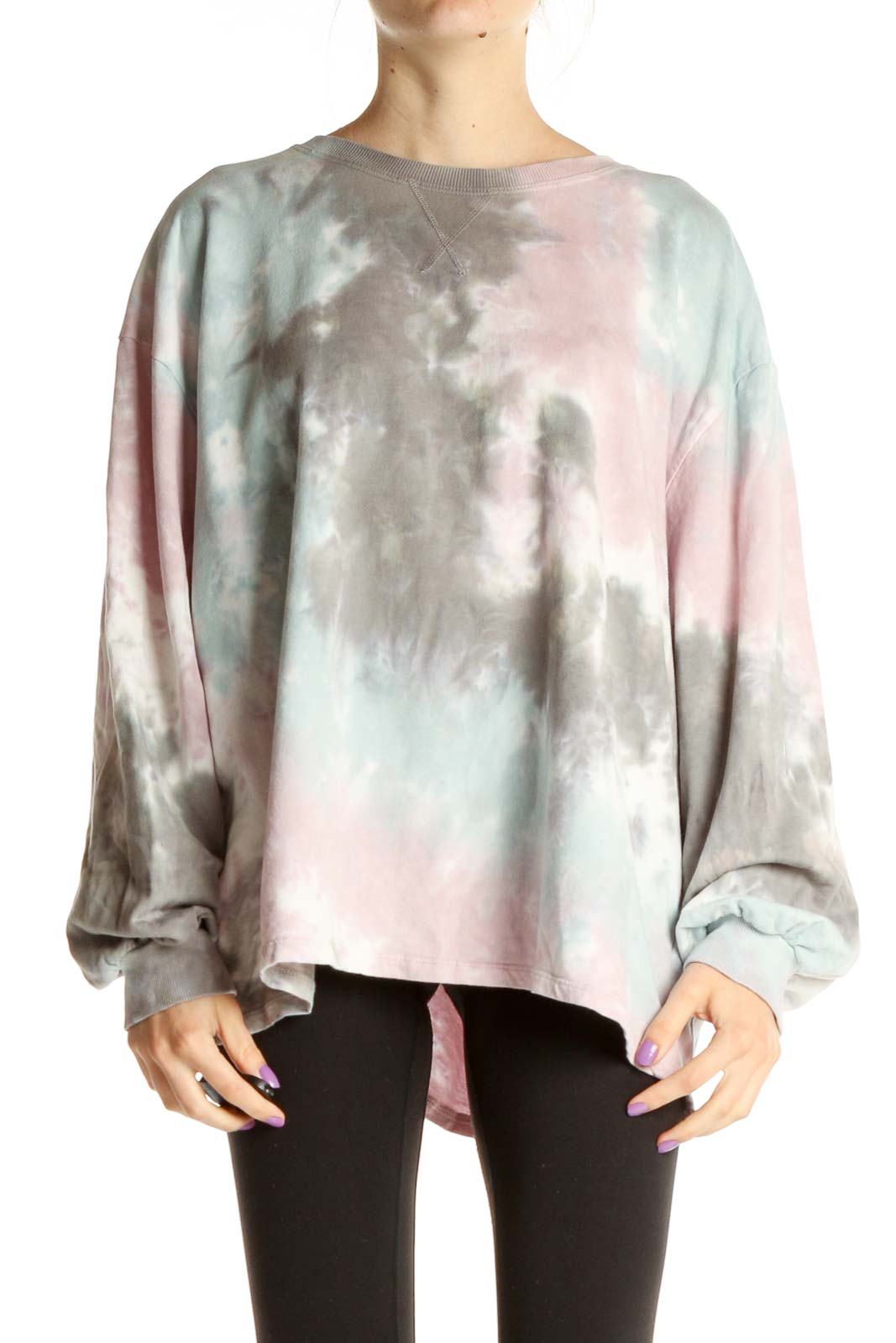 Gray Tie And Dye T-Shirt Front