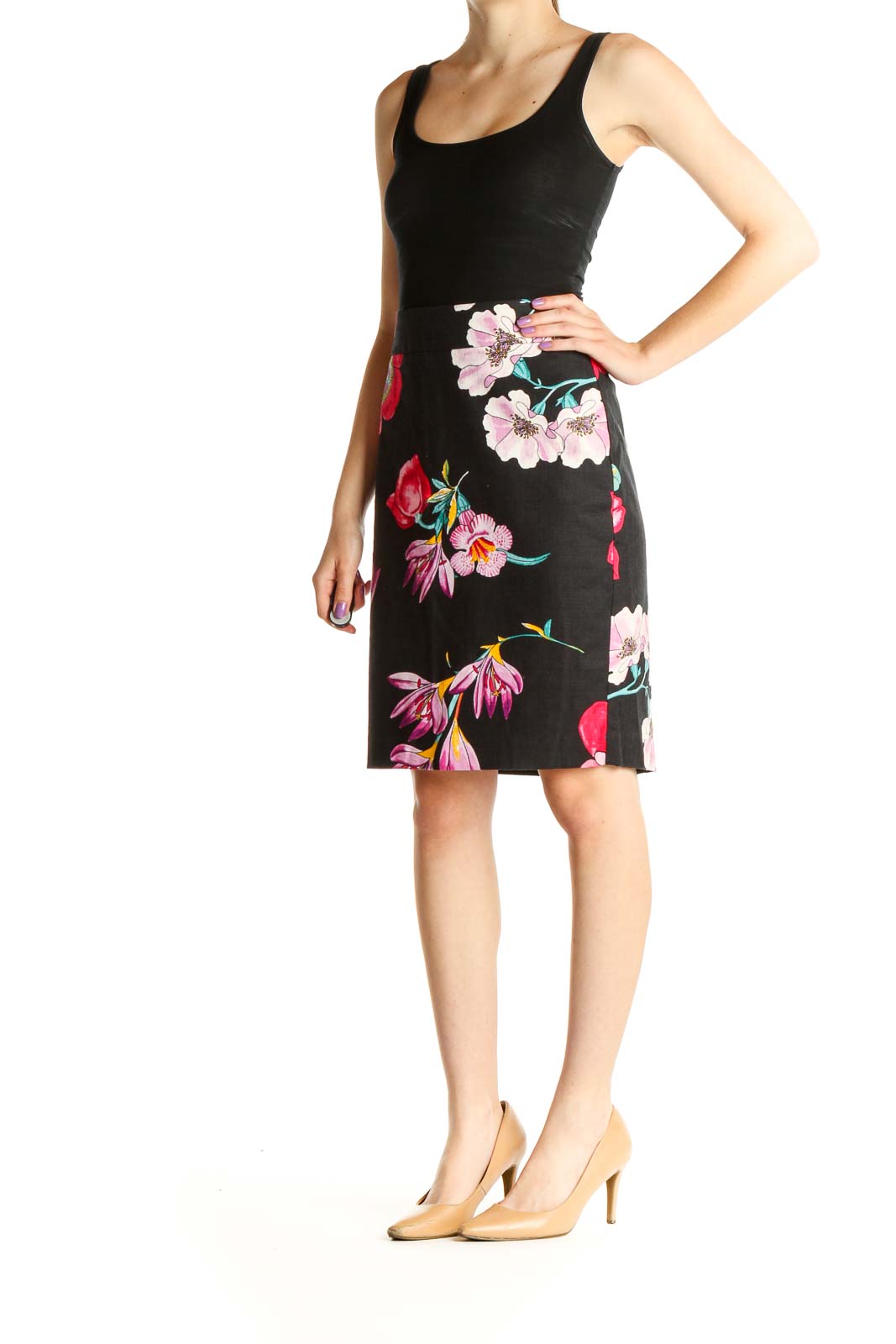 black floral pencil skirt