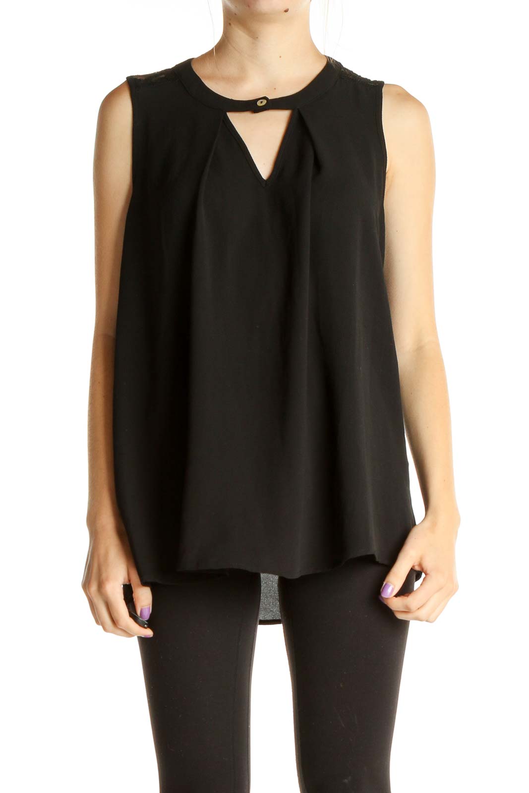 Black Solid Blouse Front
