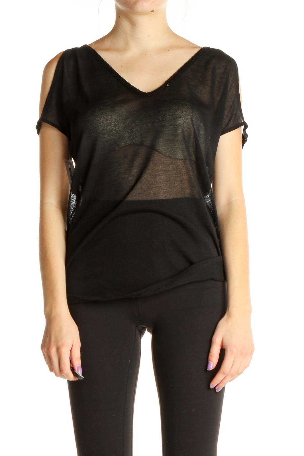 Black Solid Chic Shirt Front