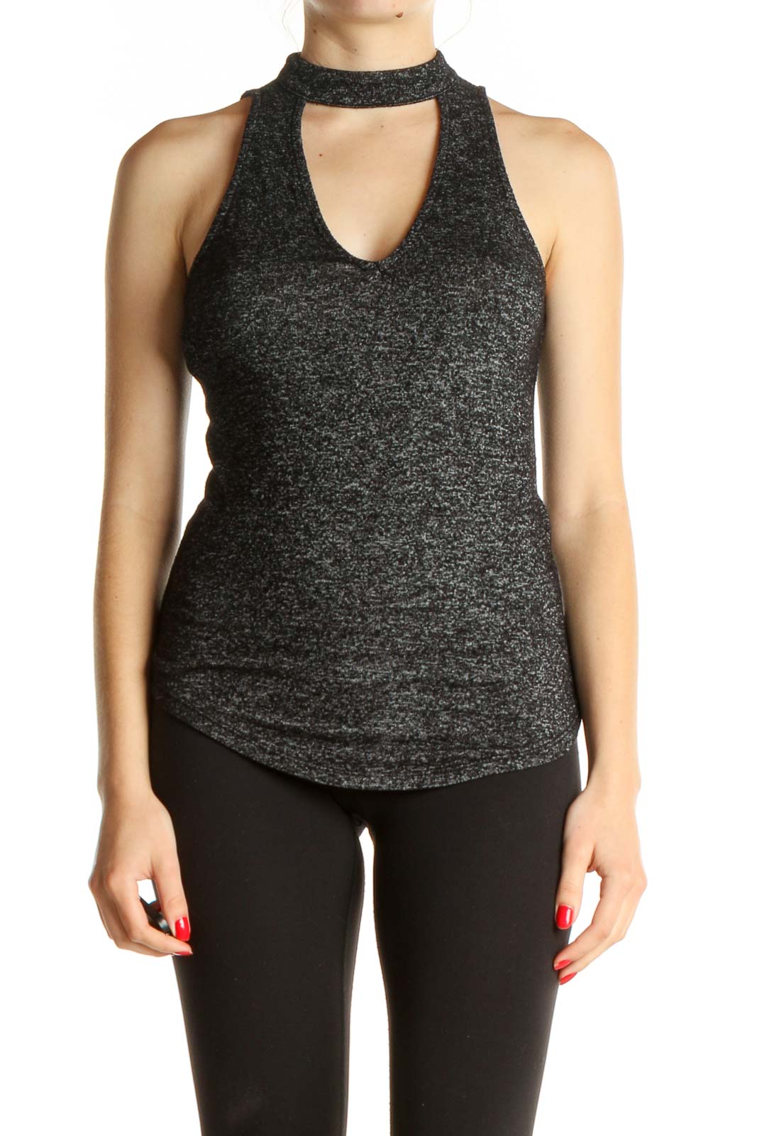 Gray Textured Tank Top Front