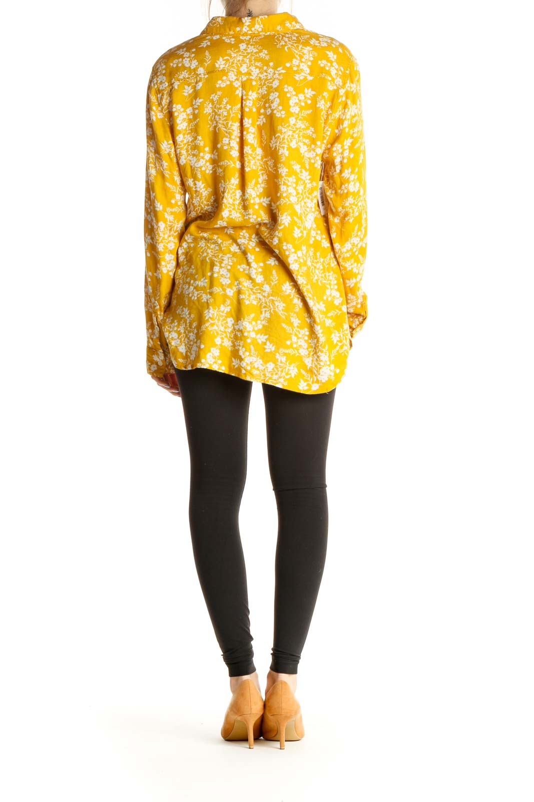 Yellow Floral Print Classic Shirt