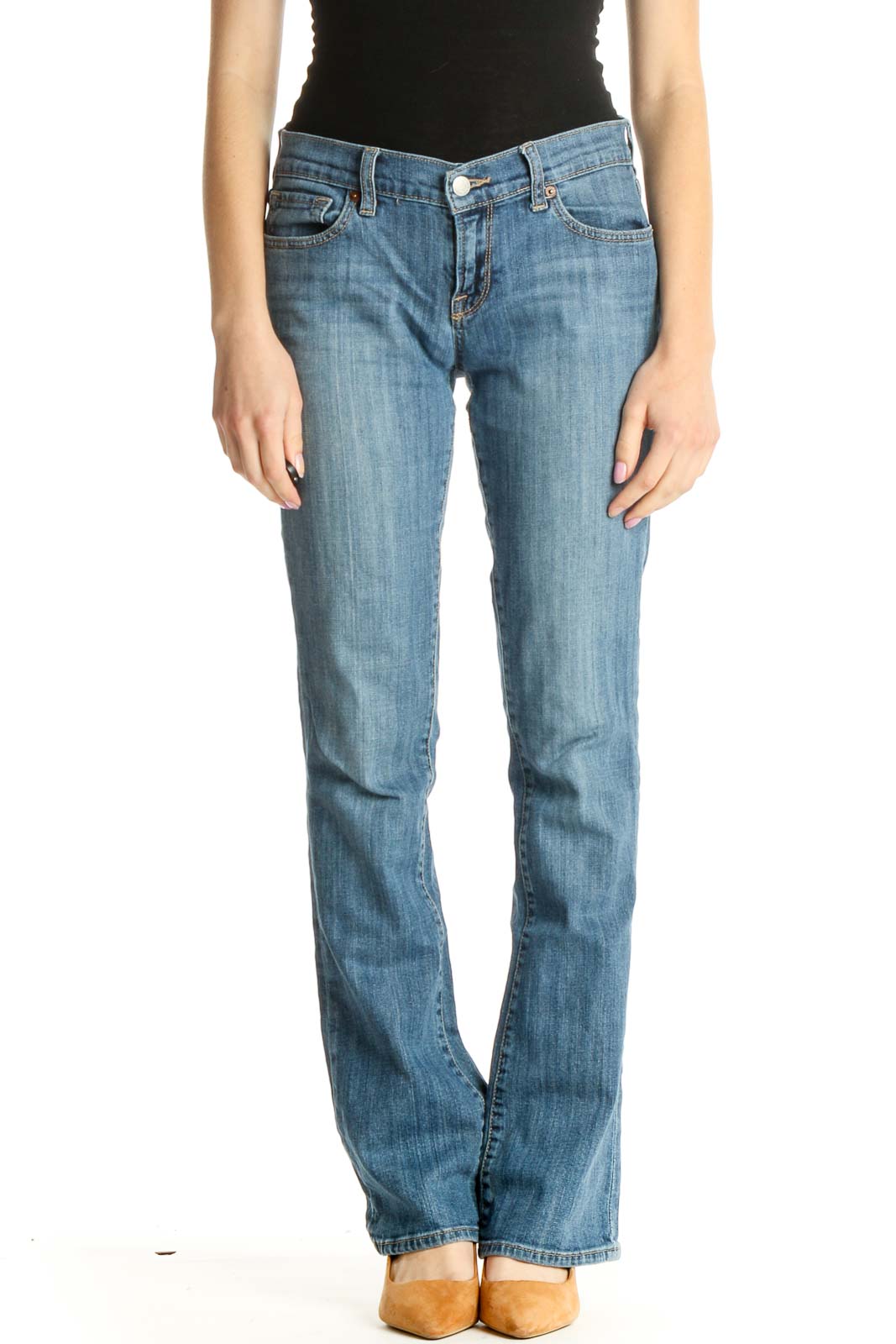 Blue Low-Rise Straight Leg Jeans Front