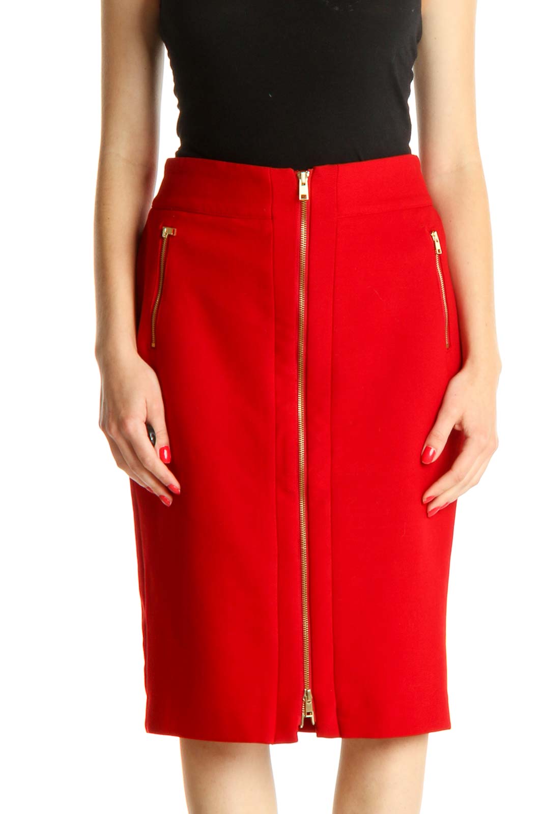 ann taylor red pencil skirt