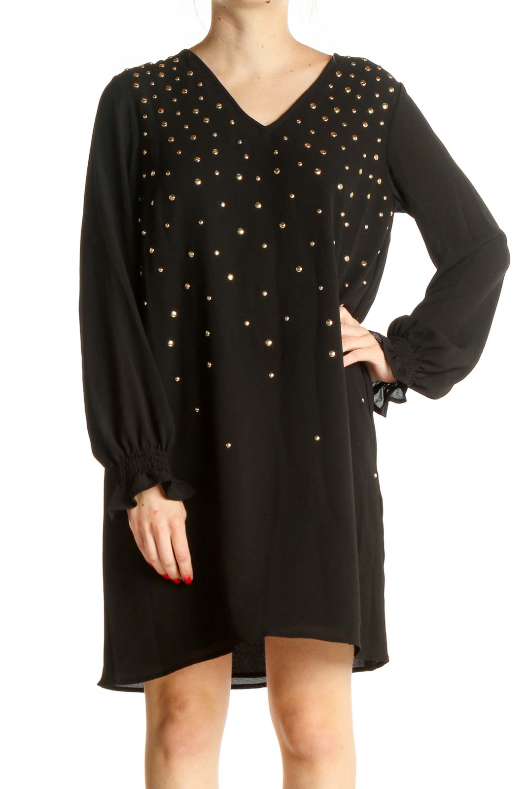 Michael kors black hotsell dress with gold studs