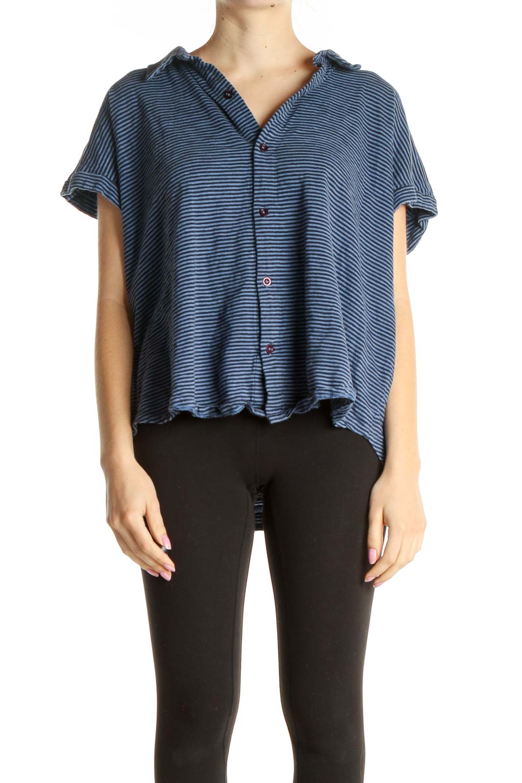 Blue Striped All Day Wear Shirt Front