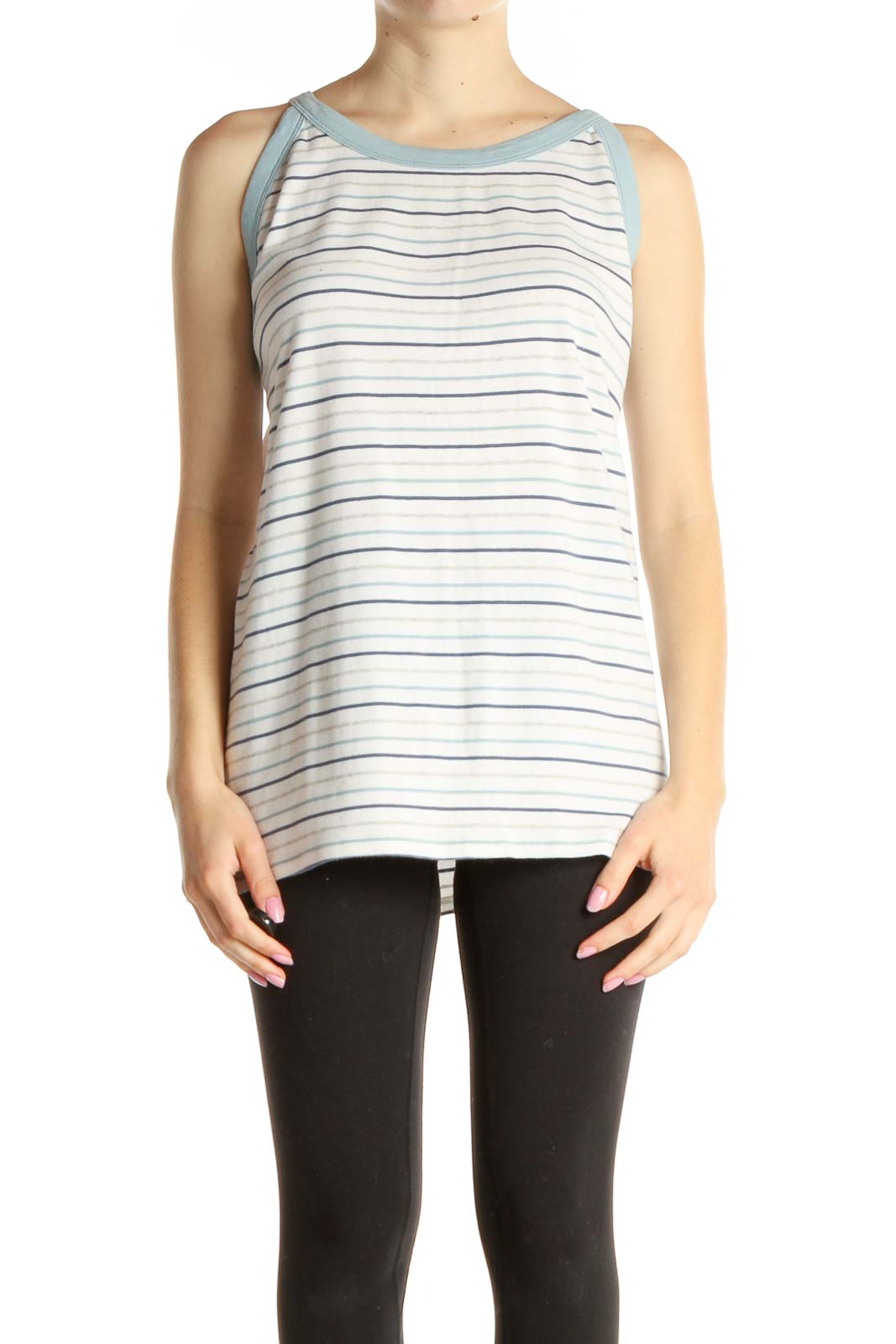 Blue Striped Tank Top Front