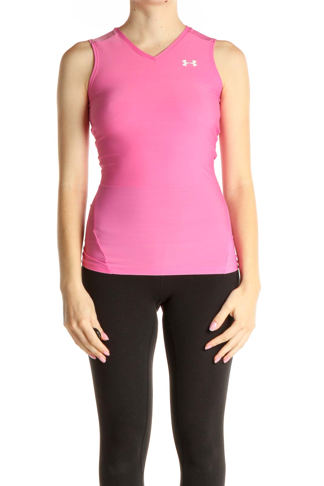 Pink Solid Activewear Tank Top Front