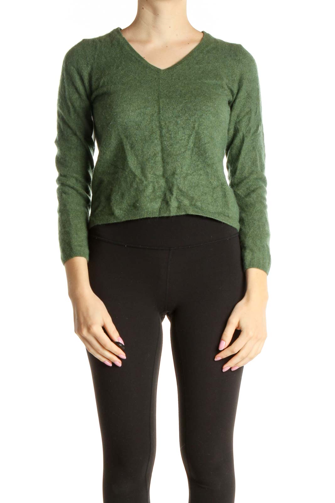 Green Cropped Sweater Front