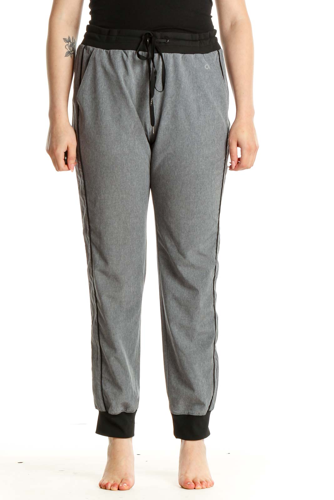 Gray Textured Casual Sweatpants Front