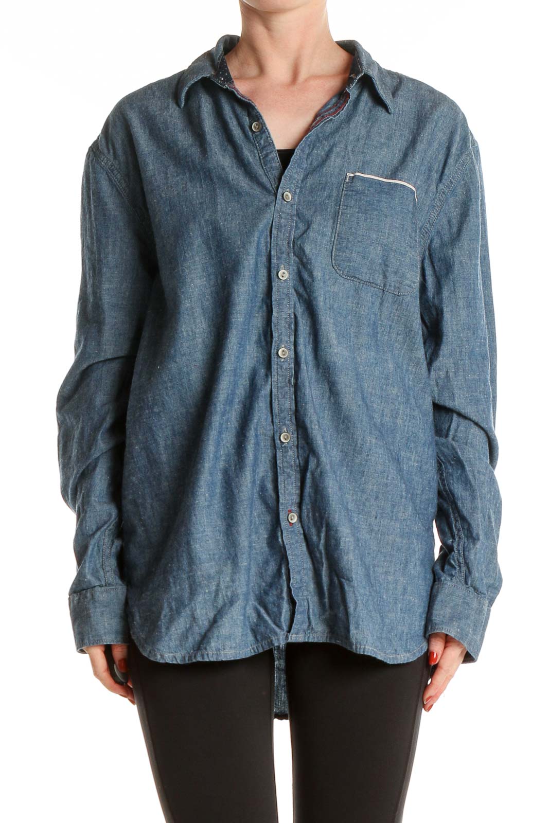 Blue Solid All Day Wear Shirt Front