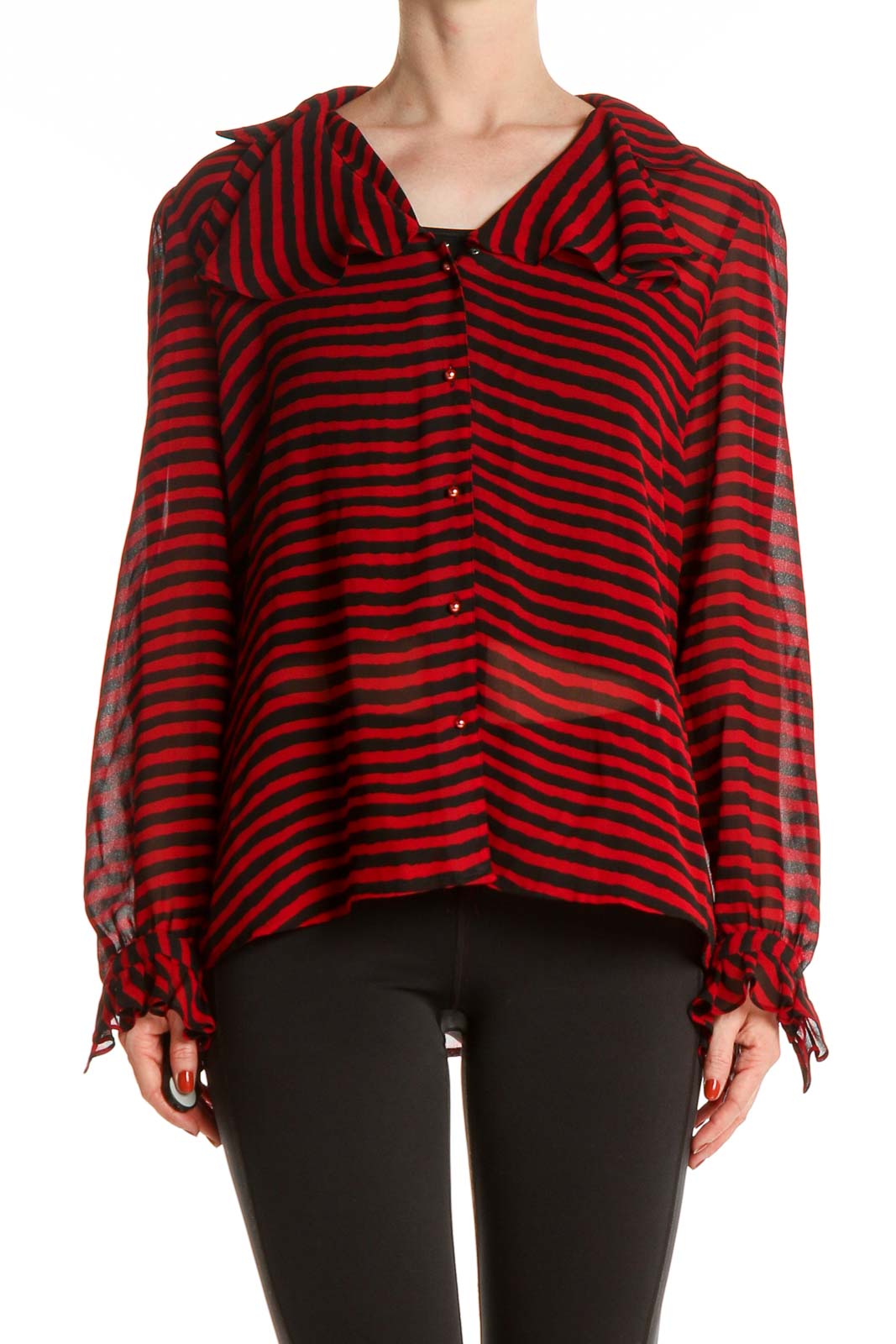 Red Striped All Day Wear Blouse Front