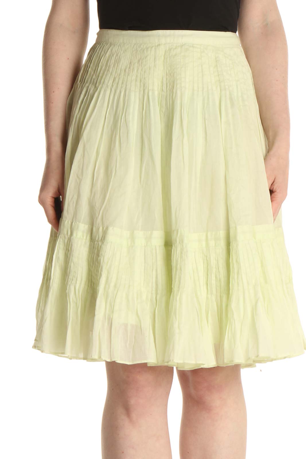 Green Holiday Flared Skirt Front