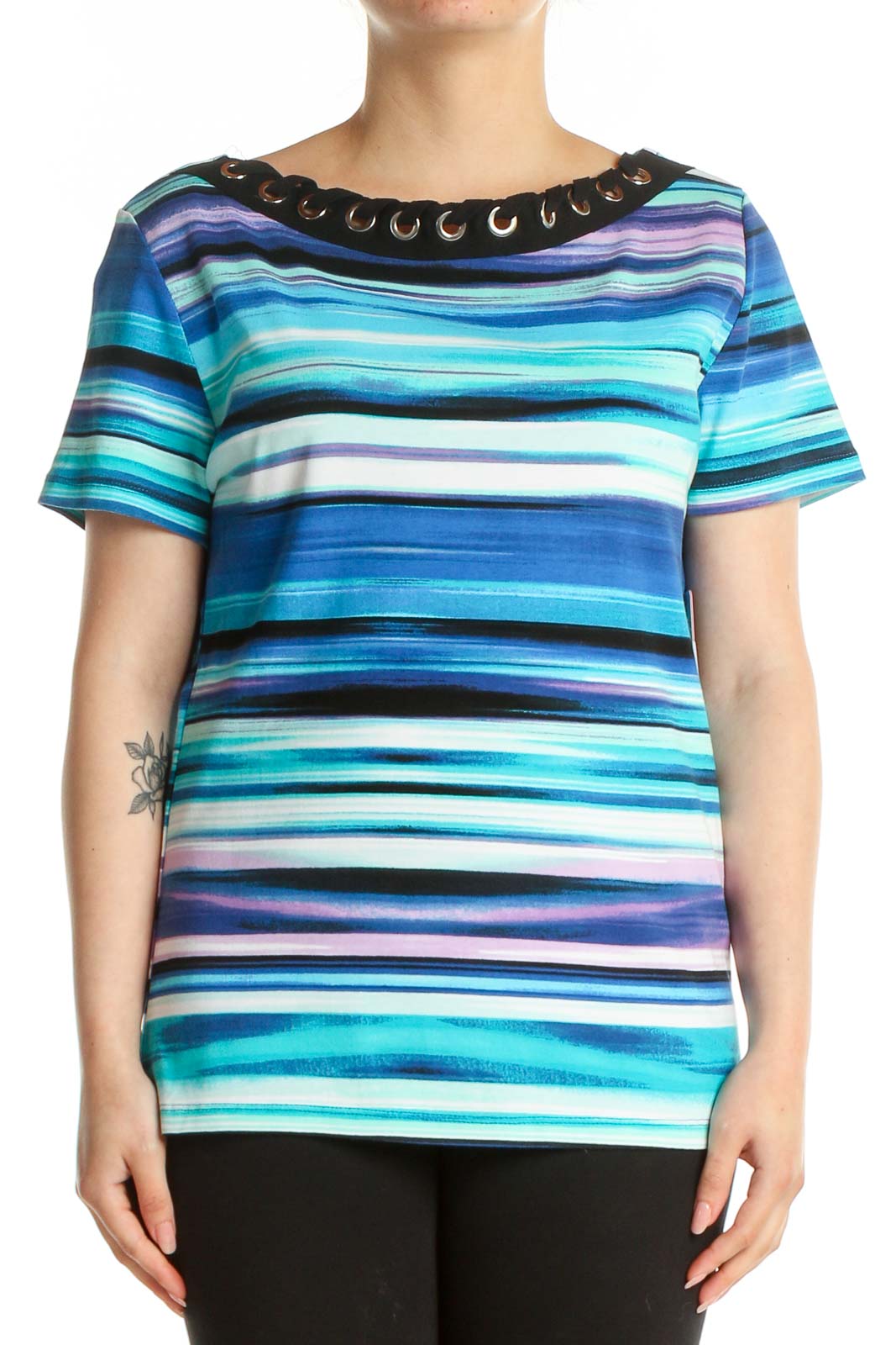 Blue Striped Brunch T-Shirt Front