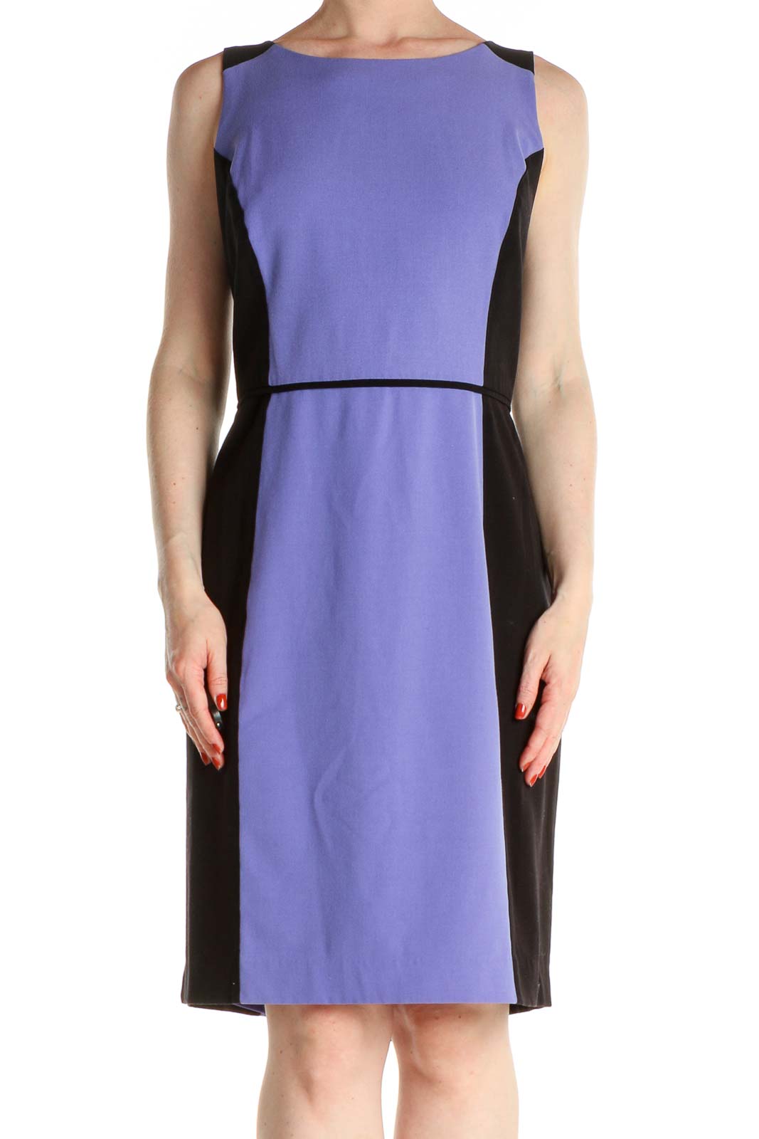 Purple Solid Classic Dress Front