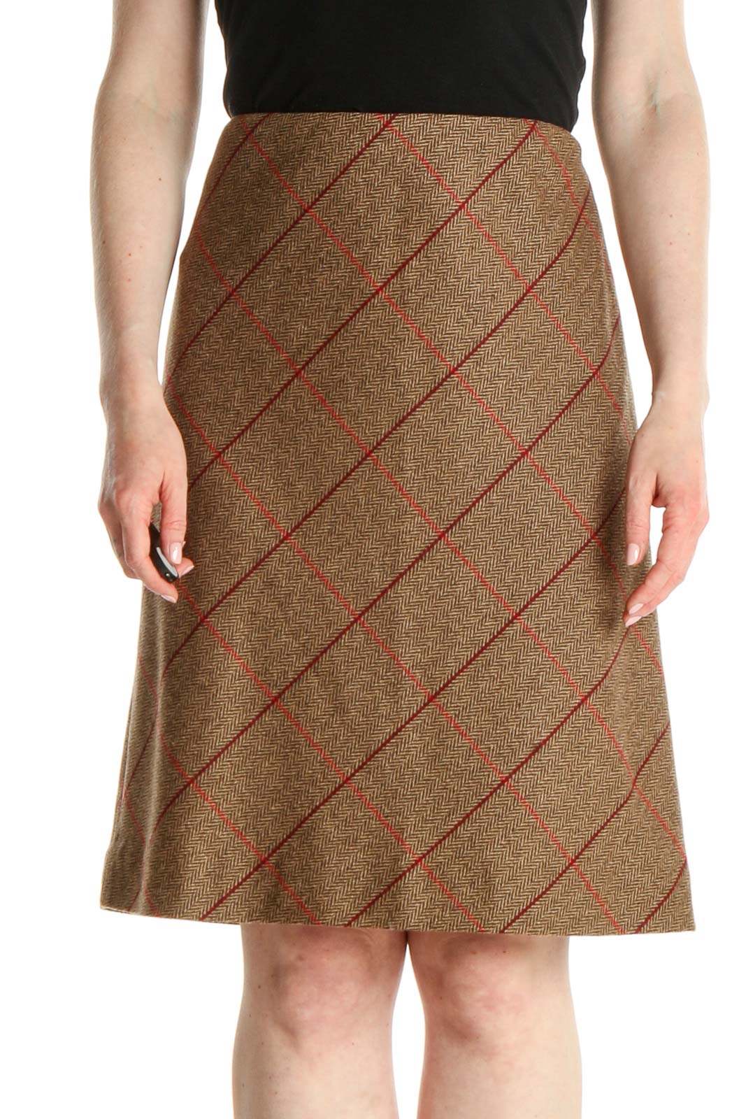 Brown Brunch A-Line Skirt Front
