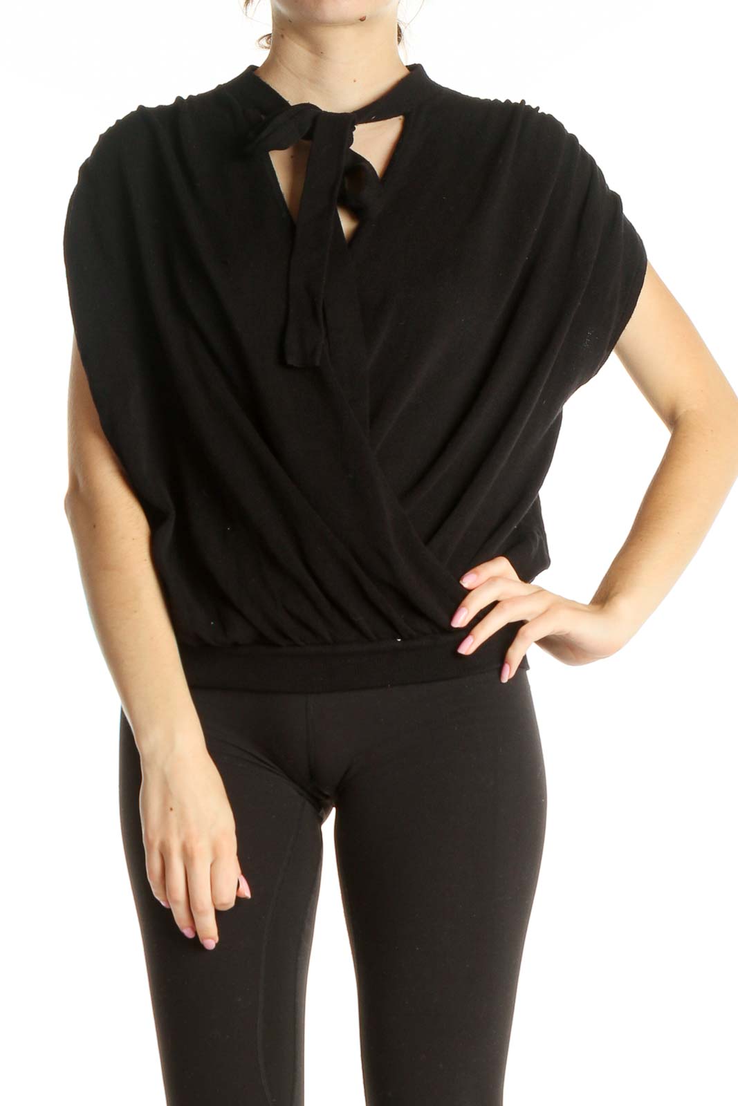 Black Solid All Day Wear Blouse Front
