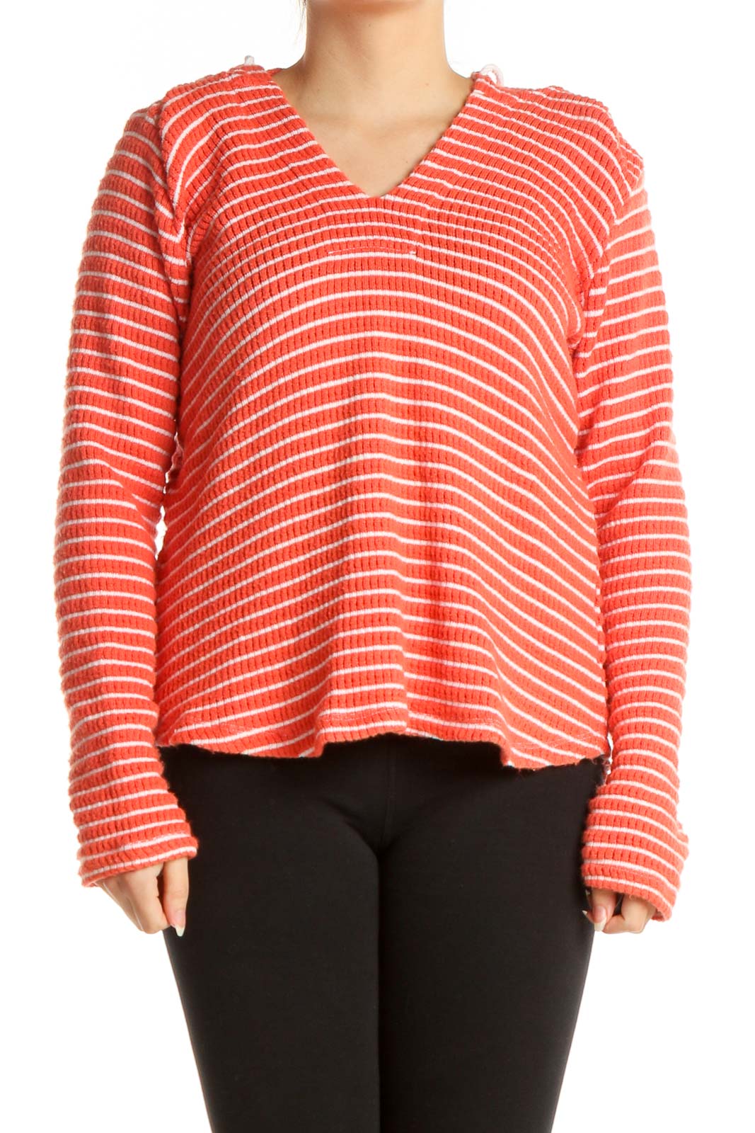 Orange Striped All Day Wear Sweater Front