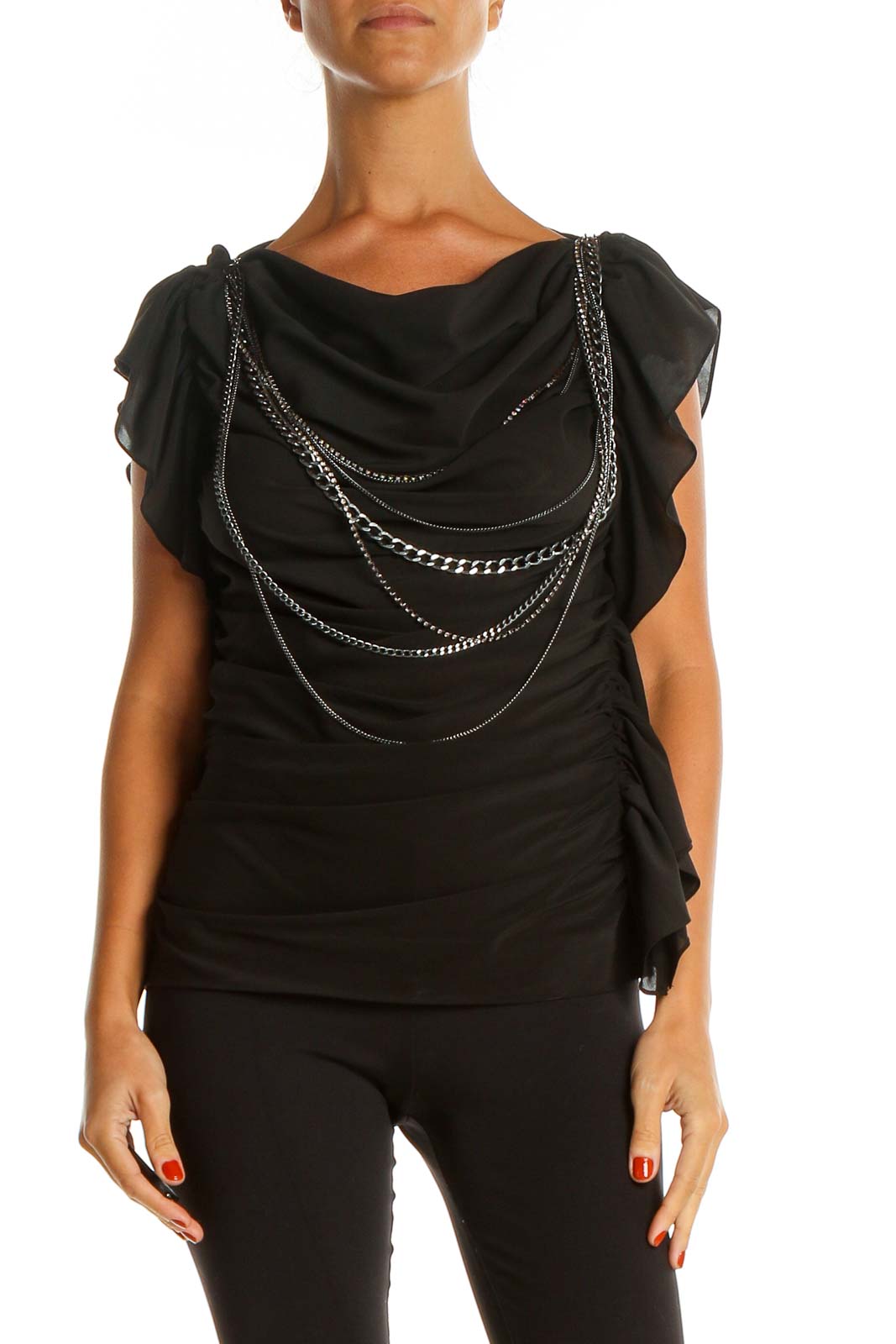 Black Solid Punk Tank Top Front