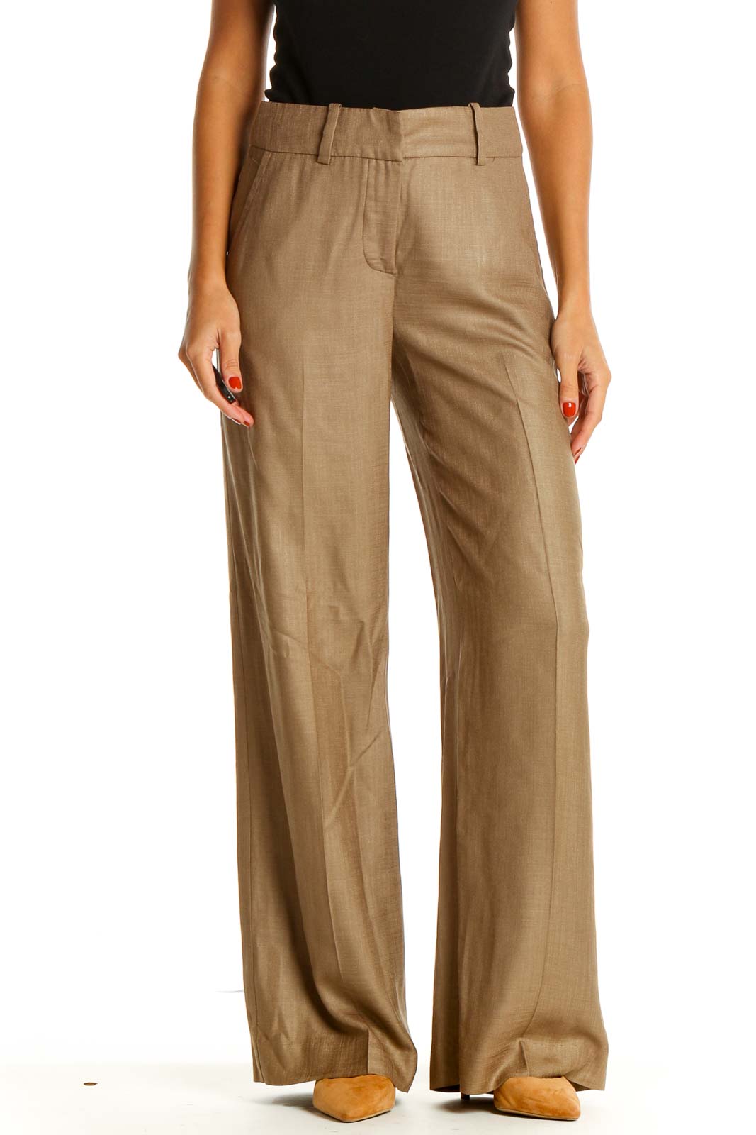 Brown Classic Wide-leg Trousers Front