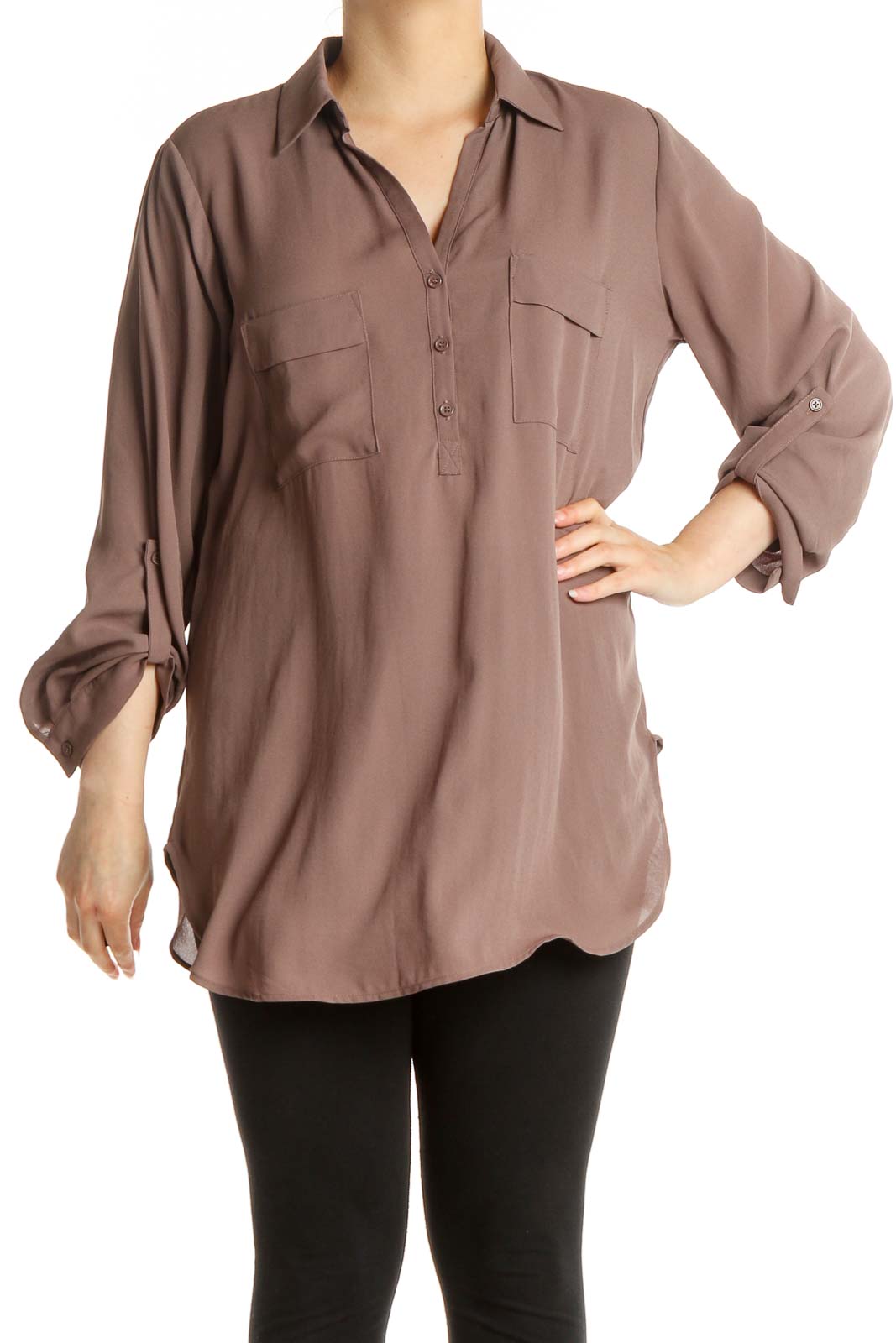 Brown Solid All Day Wear Shirt Front