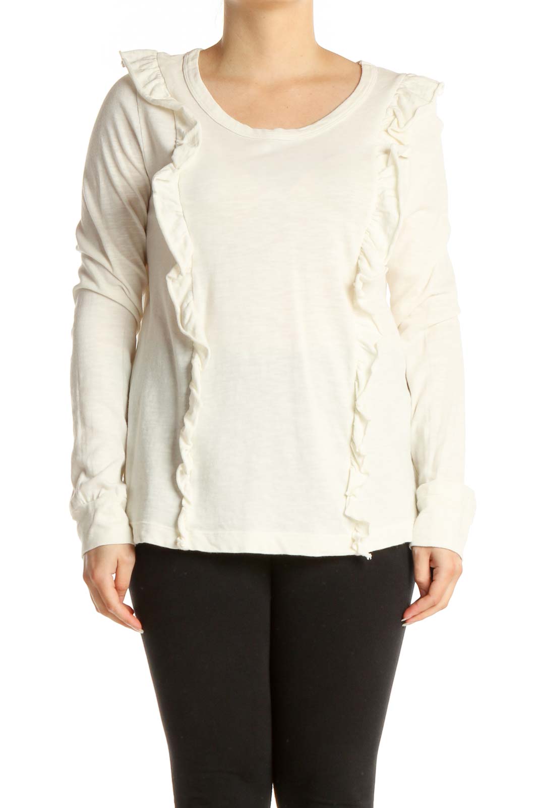 Beige Solid Casual Blouse Front