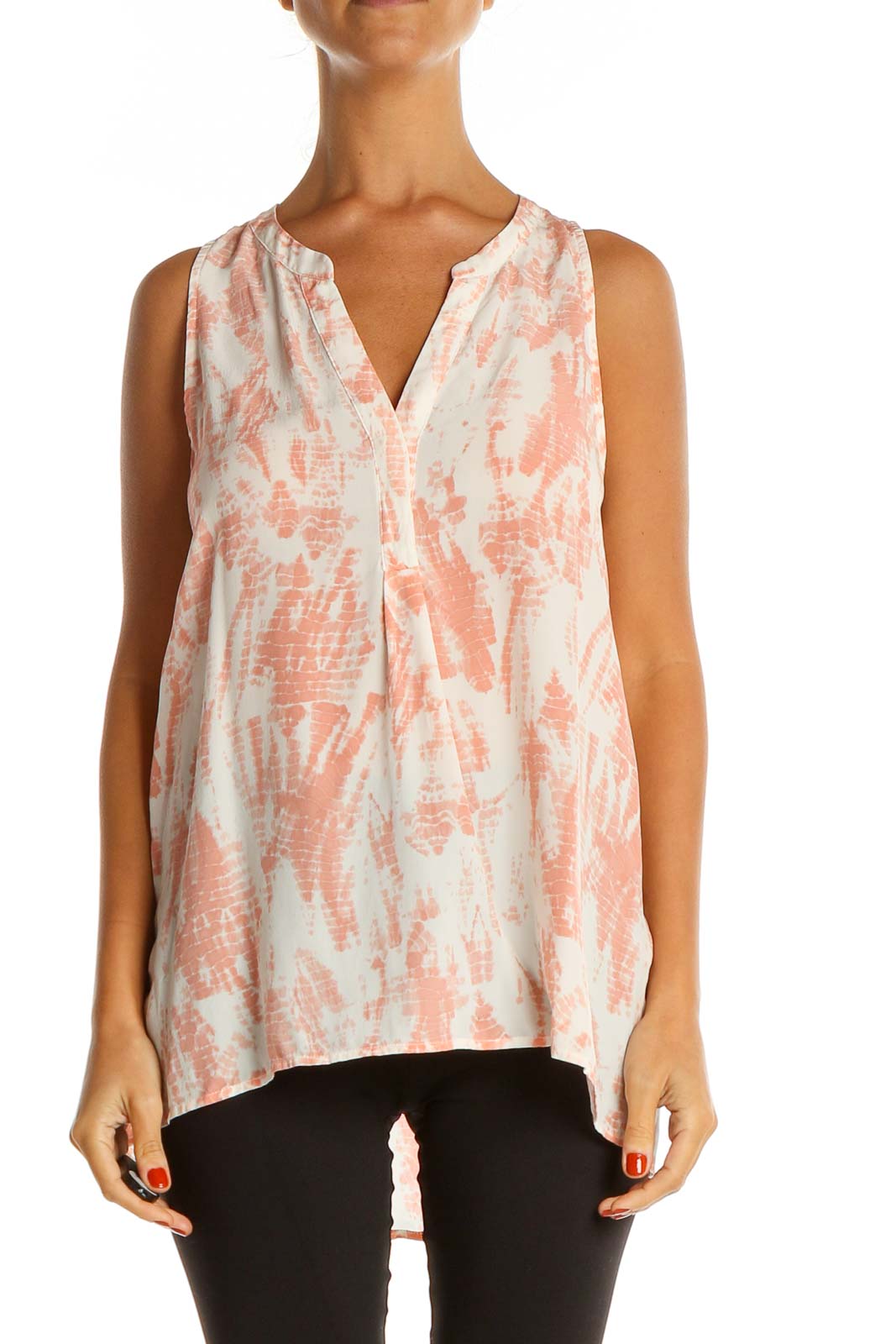 Orange Printed All Day Wear Blouse Front