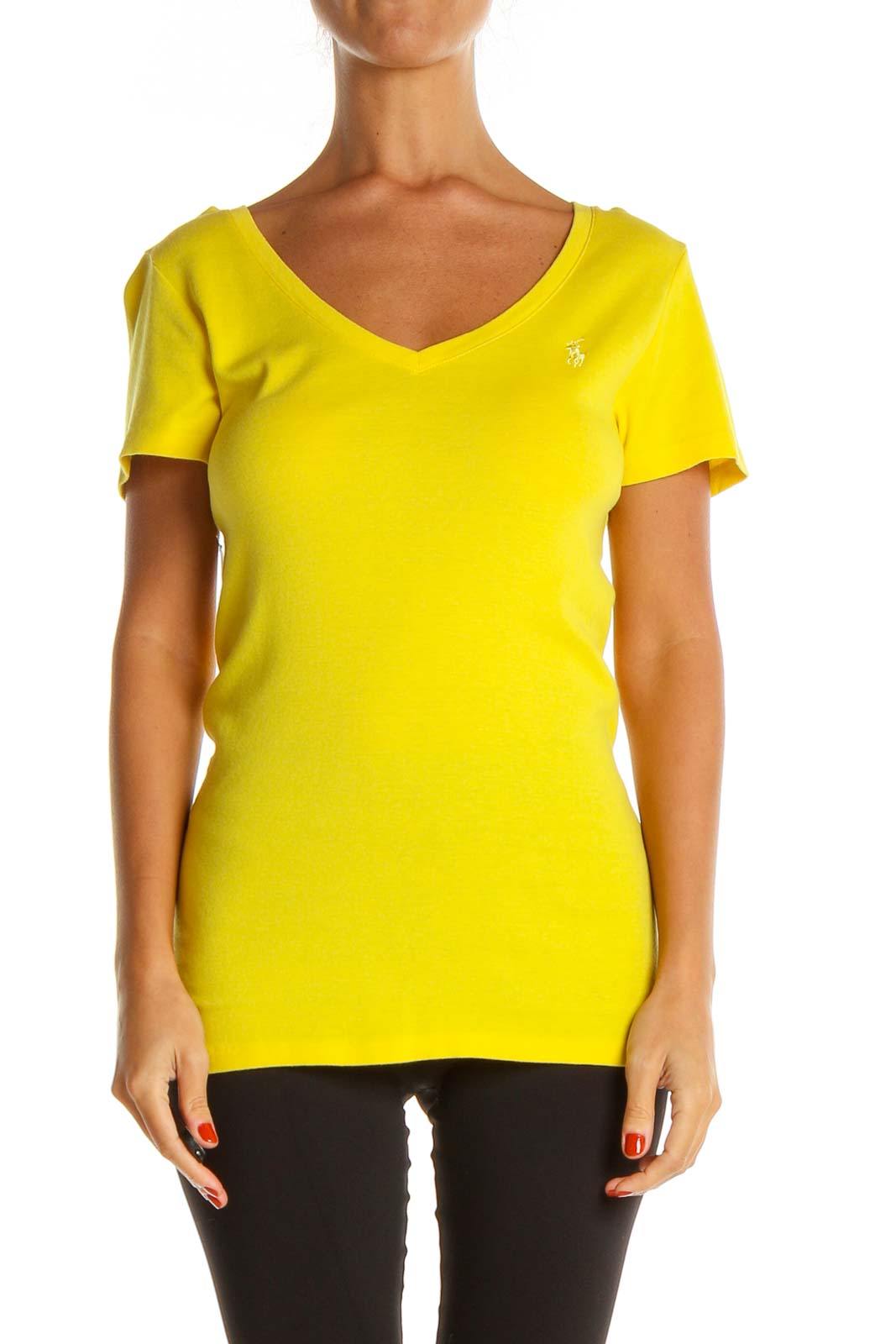 Yellow Solid All Day Wear T-Shirt Front