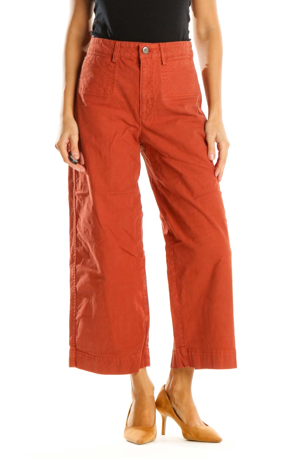 Red Solid All Day Wear Palazzo Pants Front