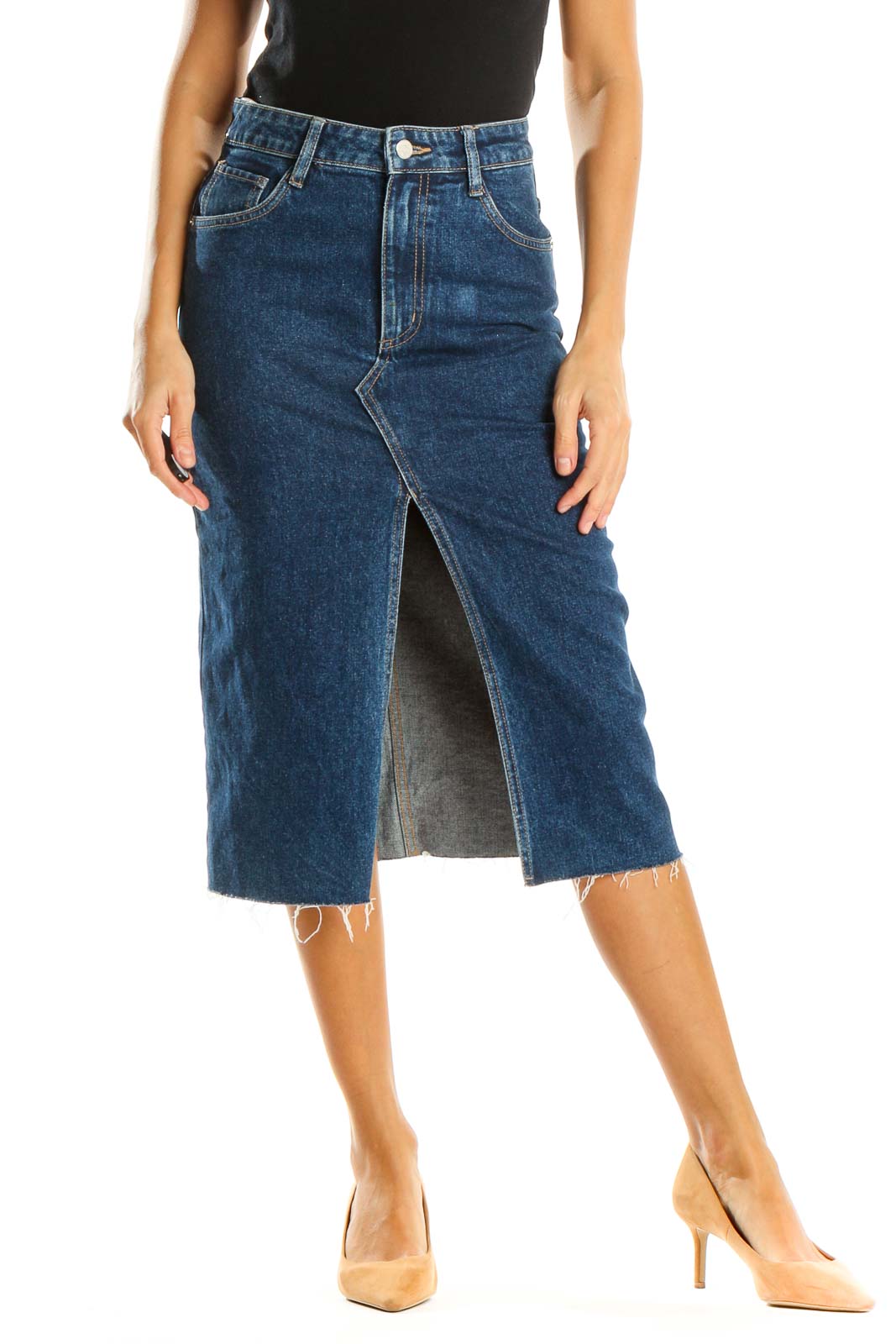 Blue All Day Wear Pencil Skirt Front