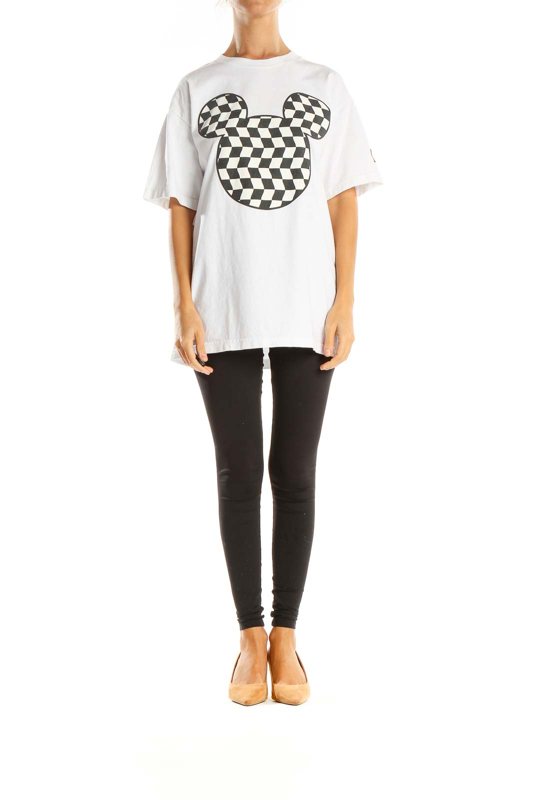 Disney White Oversized Back Graphic Printed Oversized Tshirt L