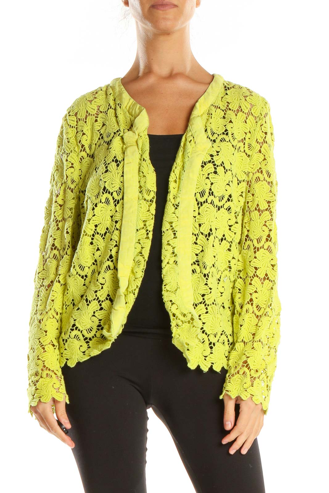 Yellow Lace Cardigan Front