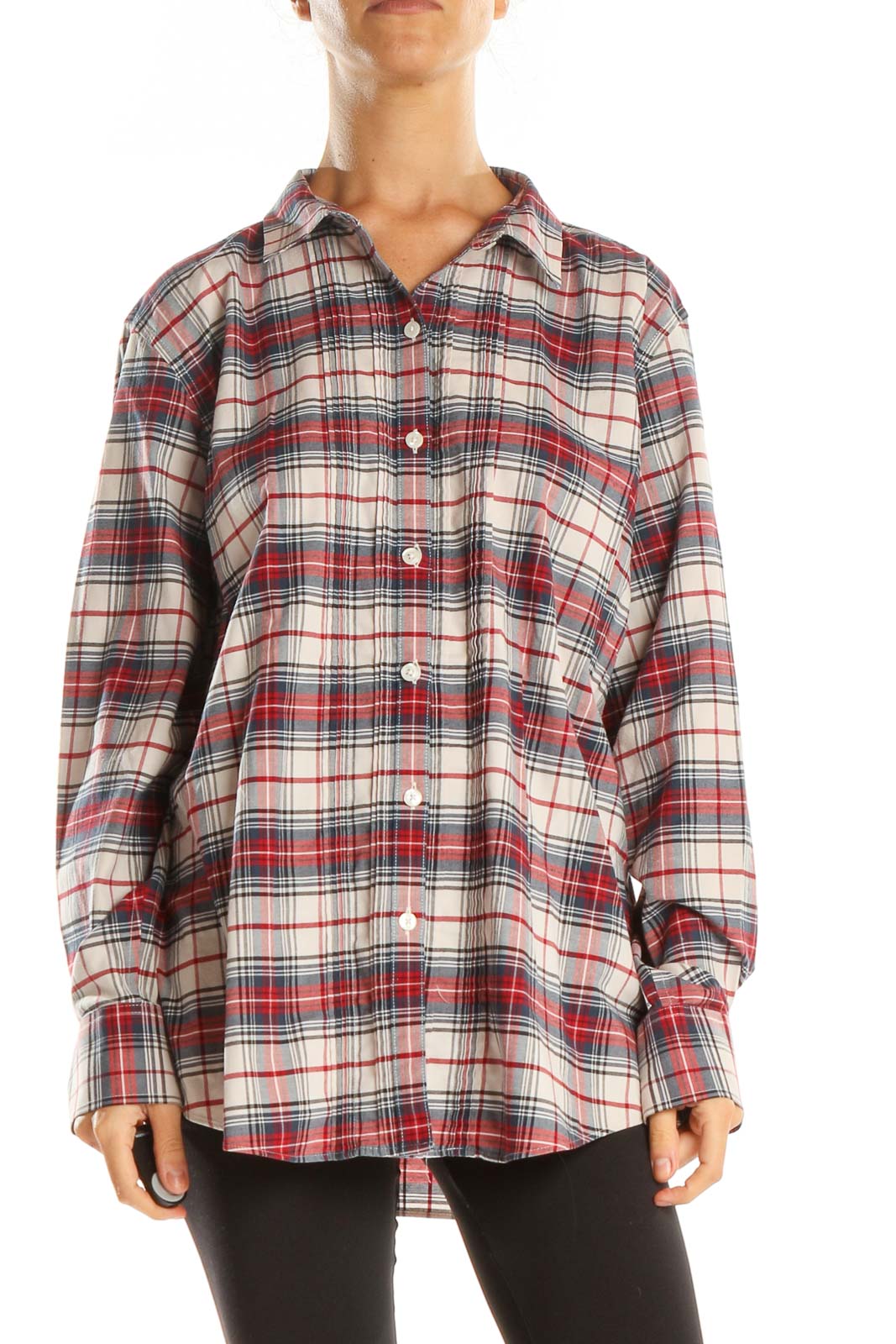 Red Checkered Casual Shirt Front