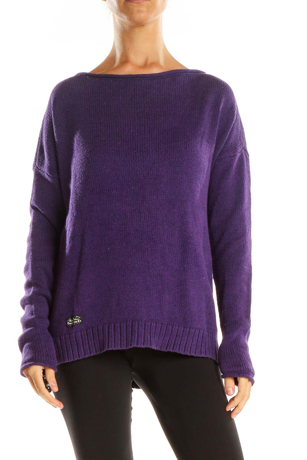 Purple Solid Classic Sweater Front