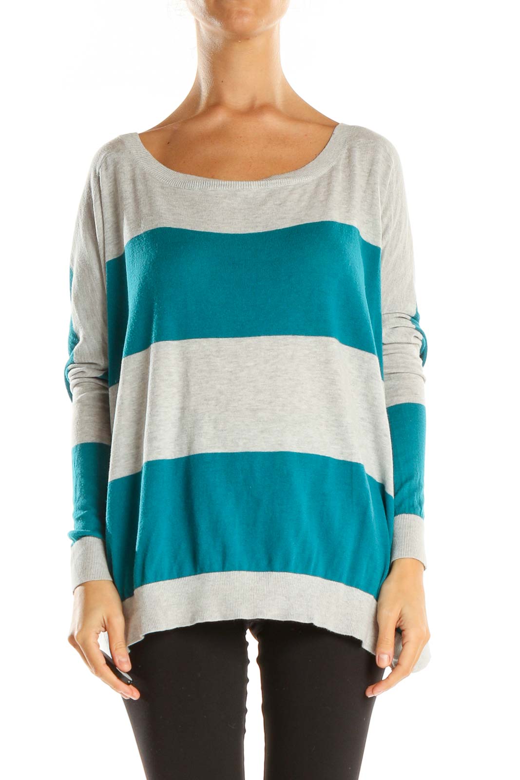 Blue Striped All Day Wear T-Shirt Front