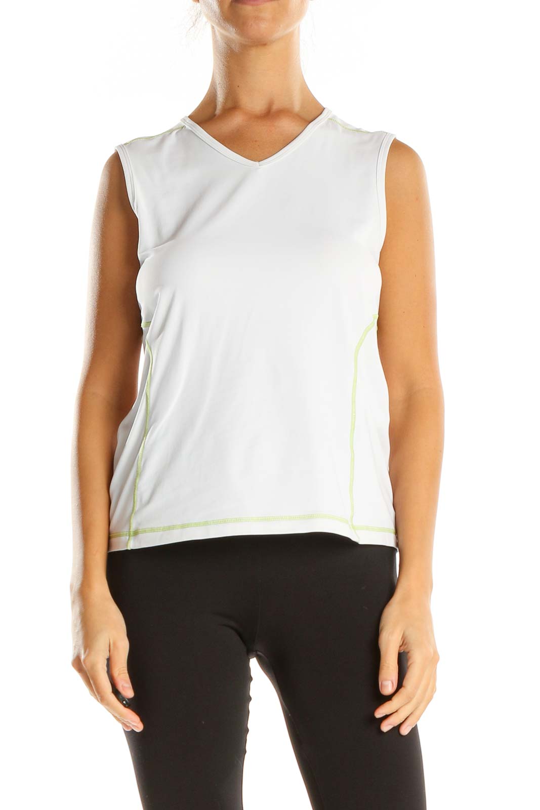 White Solid Activewear Blouse Front