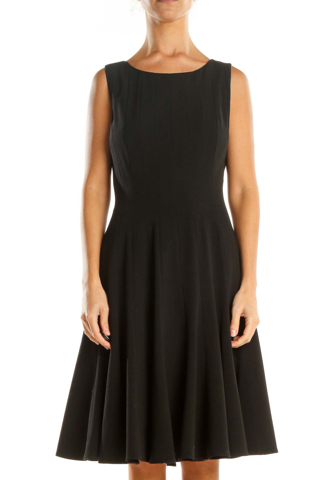 Calvin klein fit and deals flare black dress