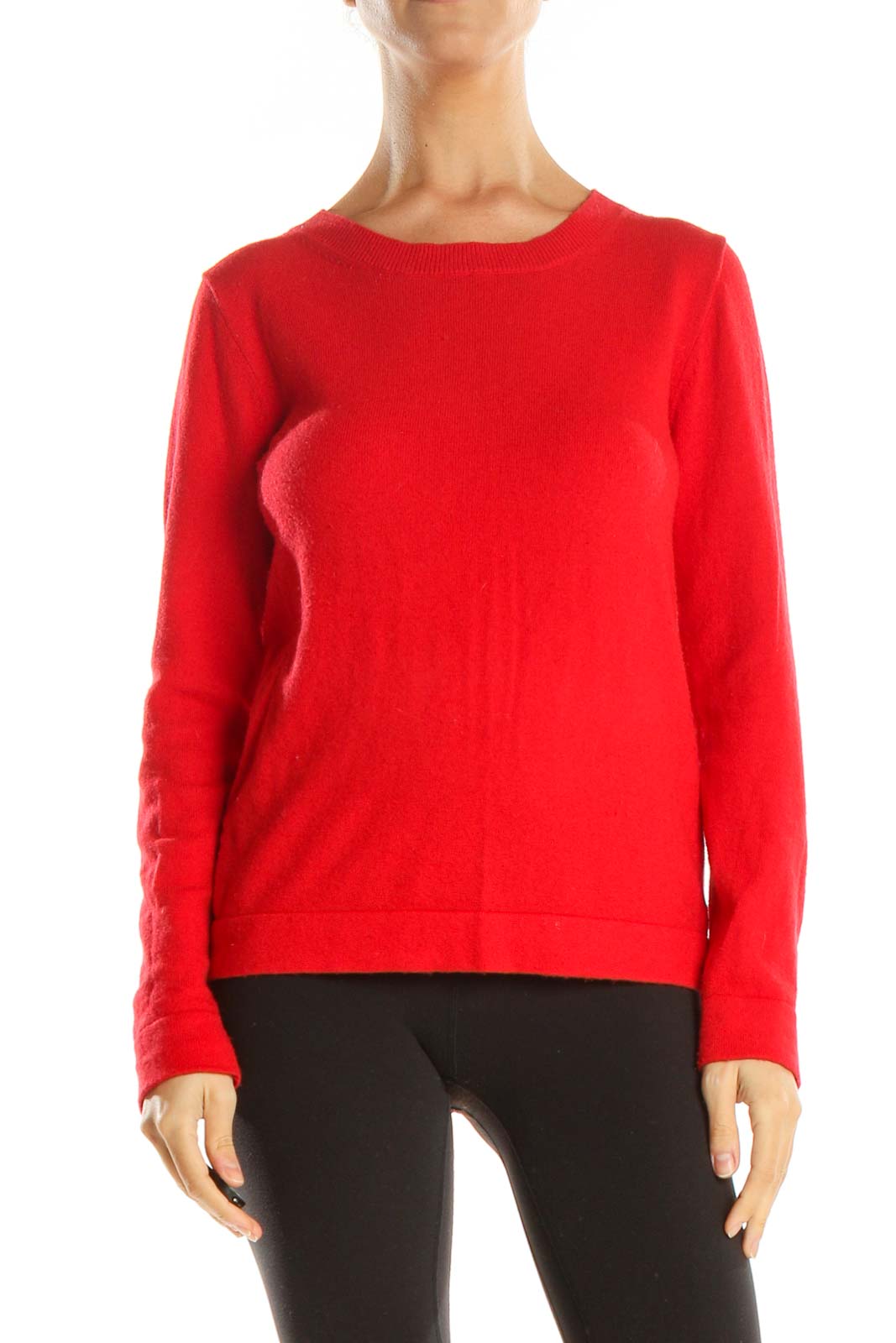 Red Solid Classic Sweater Front