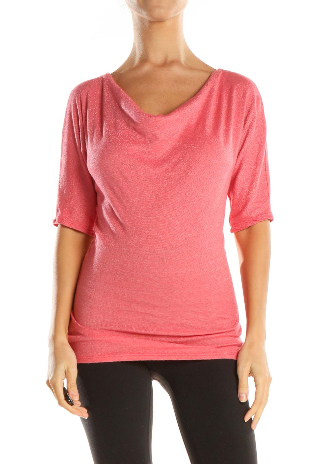 Pink Solid All Day Wear T-Shirt Front