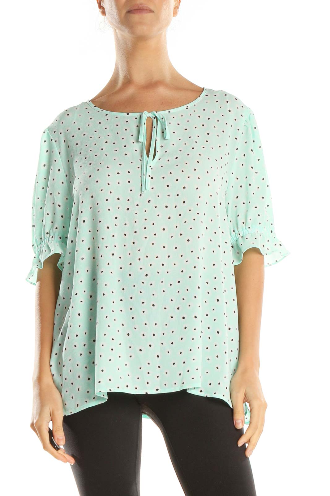 Green Polka Dot All Day Wear Blouse Front