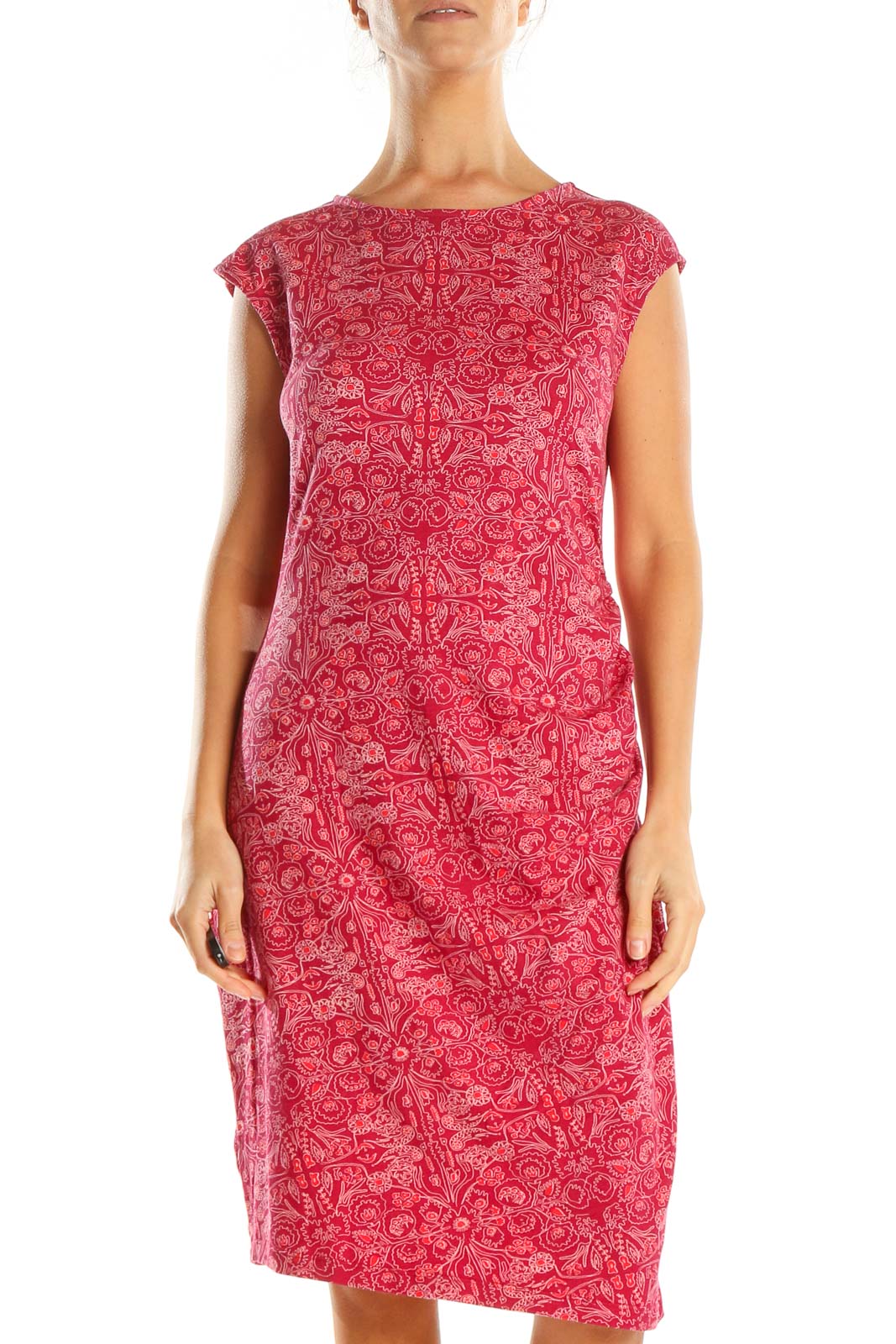 Red Paisley Day Sheath Dress Front