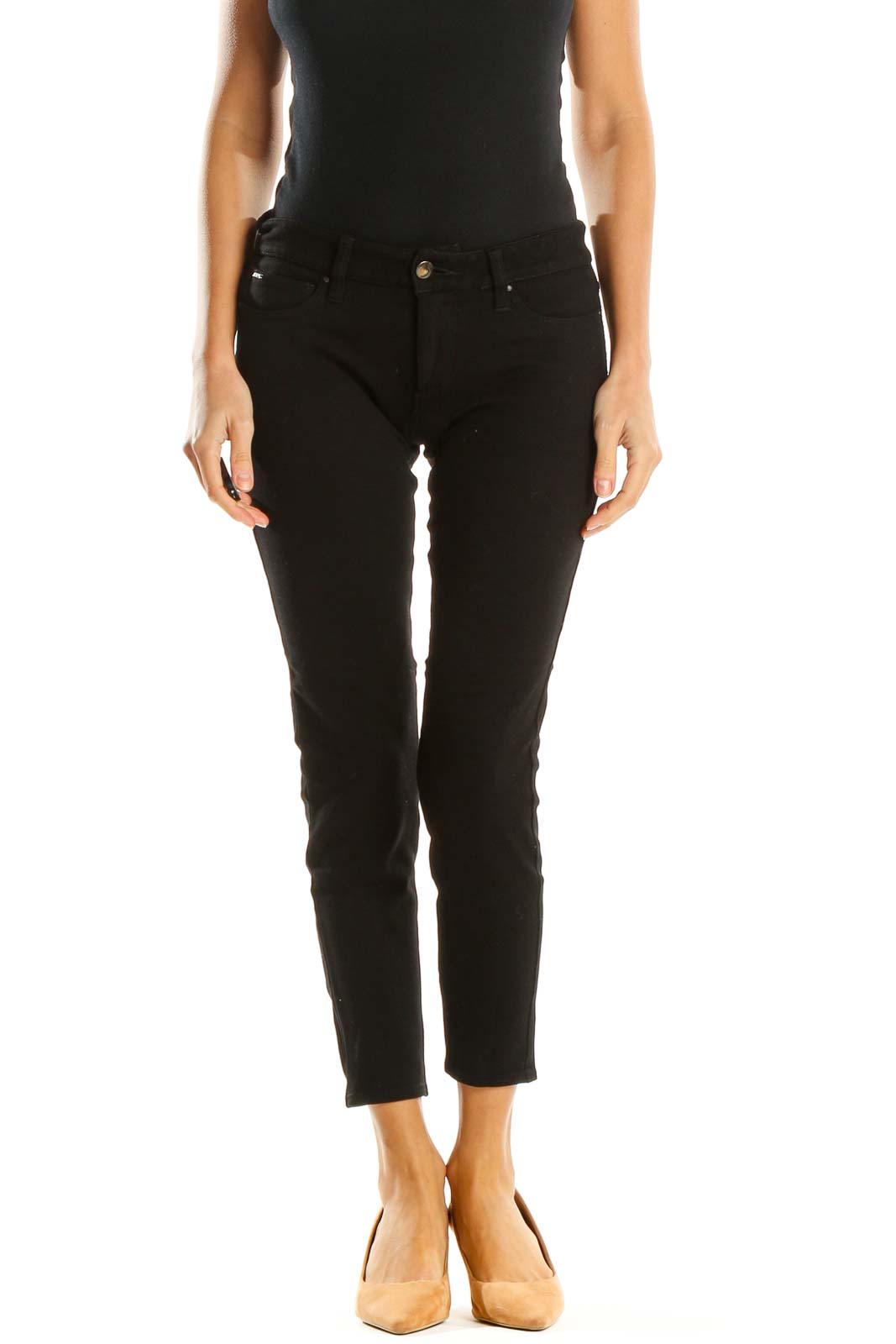 Black Cropped Skinny Jeans Front