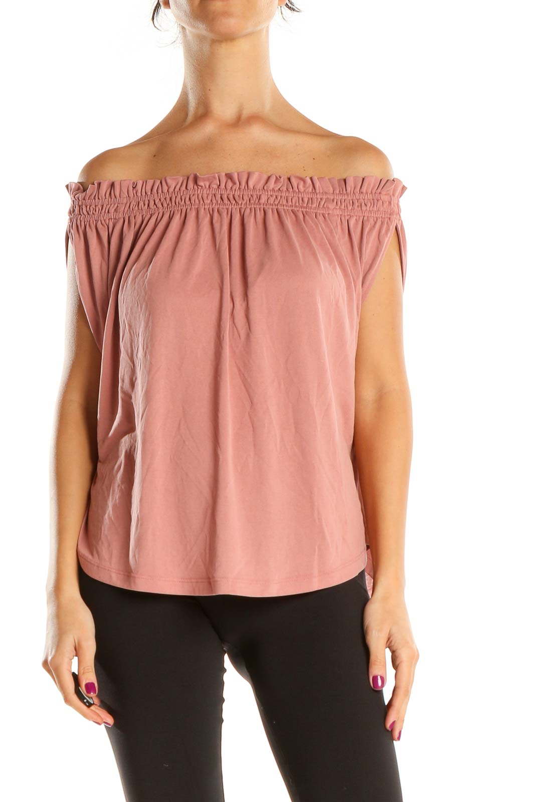 Pink Solid Holiday Blouse Front