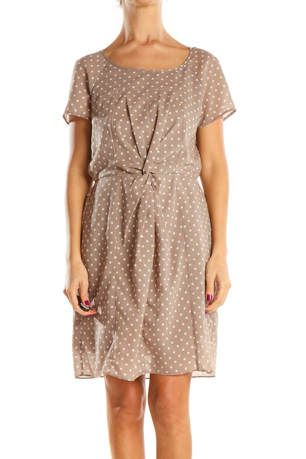 J.Crew - Brown Polka Dot Day Fit & Flare Dress Polyester Acetate